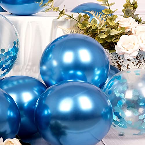 Image of AMFIN Confetti Balloon Blue /Baby Shower Blue Theme Balloons /Boy Blue Birthday Decoration /Blue Confetti Balloons /Birthday Balloons /Welcome Boy Balloon -Pack of 20