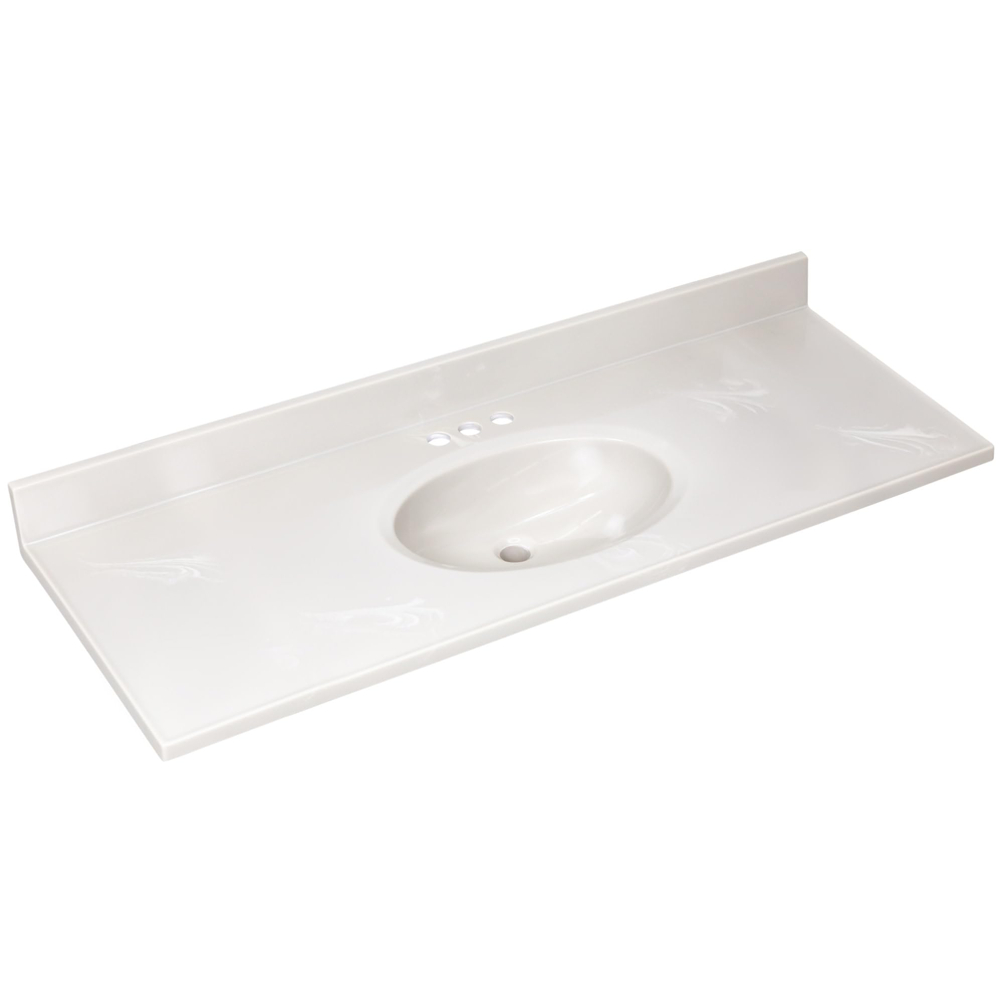 Photo 1 of ****FOR PARTS ONLY/ HAS MAJOR STRUCTUAL CRACK ***** Design House Cultured Marble Vanity Top, 49 in W x 19 in D, Integrated 4 in Centerset Oval Sink & Backsplash, Ivory Swirl, 586305