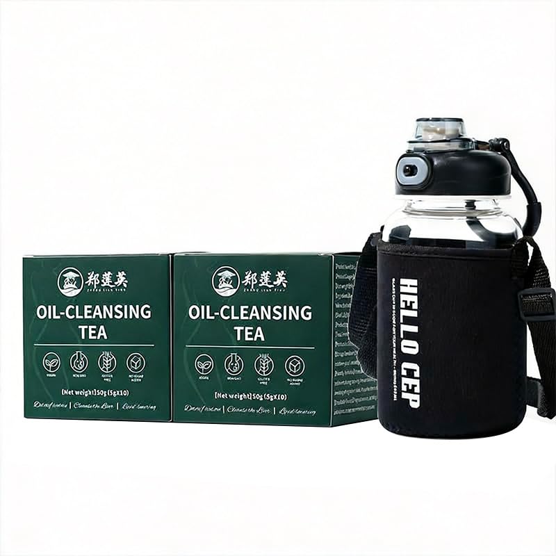 ZLYING Herbal Cleanse Tea, Organic Oil Reducing Tea, Traditional Formula with Cassia Seed, Winter Melon, Lotus Leaf, Poria, Green Tea for Wellness, 20 Tea Bags and a cup