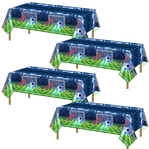 PIXHOTUL 4 Pièces Nappes De Football, Housses De Table en Plastique De Fête De Football...