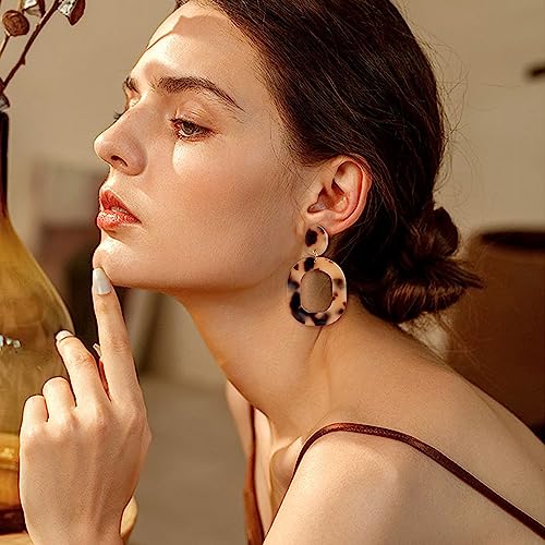 JeryWe 9 Pairs Clip on Earrings for Women Fashion Rattan Acrylic Tassel Drop Dangle Earrings Set Lightweight Geometric Statement Bohemian Clip Earrings for Non Piercied 5