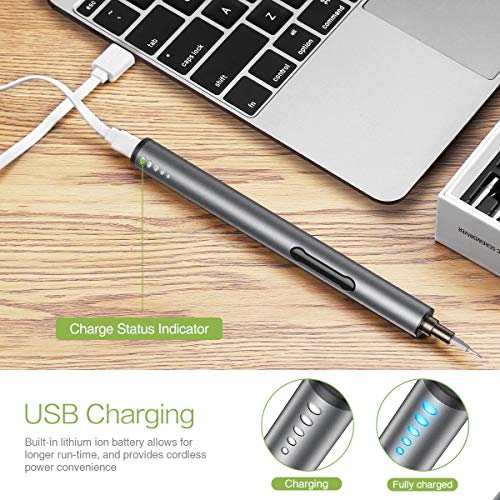 KeeKit Precision Electric Screwdriver, 22 in 1 Portable Power Screwdriver with 20 Bits, Rechargeable Repair Tool Kits with USB Charging, 3 LED Light, Magnetizer for Phones, Watches, Camera, Laptop