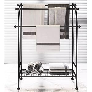 Blanket Rack Standing Towel Rack Quilt Rack Large Standing Metal Bathroom Towel Holder Stand with Shelf 3-Tier Towel Rack Stand for Hanging Bath Towel Stand, Blanket Rack Standing Towel Rack Quilt Rack Large Standing Metal Bathroom Towel Holder Stand with Shelf 3 Tier Towel Rack Stand for Hanging Bath Towel Stand