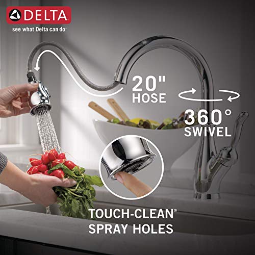 Delta Faucet Leland Single-Handle Kitchen Sink Faucet with Pull Down Sprayer, ShieldSpray Technology and Magnetic Docking Spray Head, Chrome 9178-DST