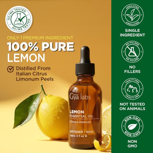 Image of 100% Pure Lemon Essential Oil - 4 Fl Oz - Lemon Oil for Hair, Skin, Diffuser, Aromatherapy & DIY Candle Making Scent