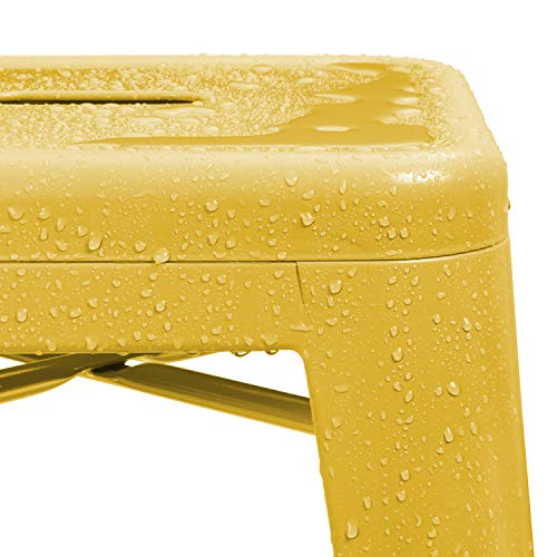 Furniwell 30 Inches Metal Bar Stools High Backless Tolix Indoor-Outdoor Stackable Barstool With Square Counter Seat Set Of 4 (Yellow) #TOP2