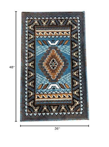 Tapete decorativo diseño nativo americano azul y marrón miniatura 3
