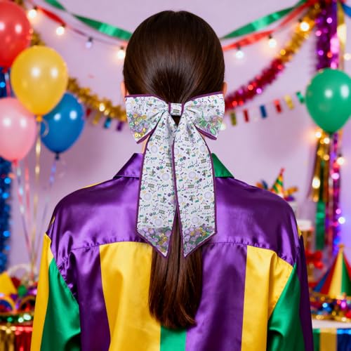 Pinza para cabello con moño Mardi Gras 5 pulgadas miniatura 3