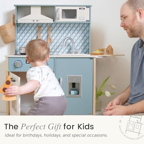 image for Tiny Land Play Kitchen for Kids, Wooden Kids Play Kitchen Playset Chef