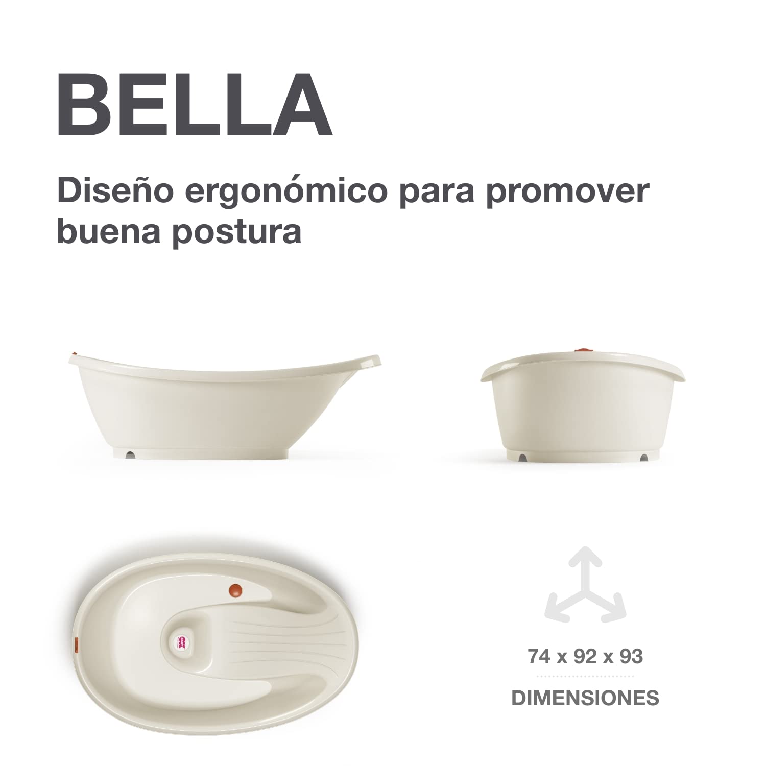 OKBABY Kit Bella bañera más soporte - Perfecto para la hora del baño desde 0-12 meses - Blanco