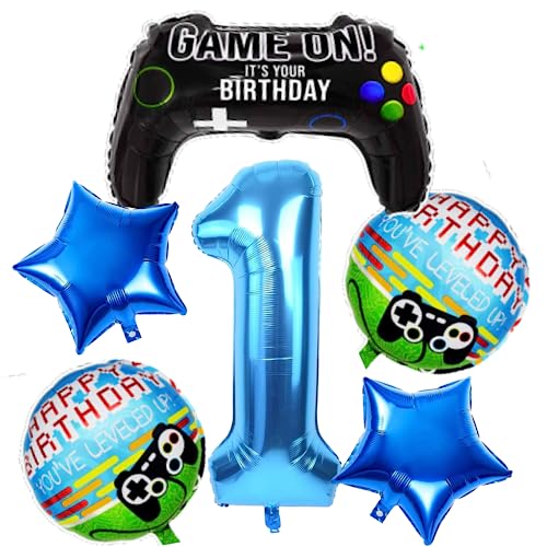 Image of 6 Pcs Game on Birthday Decoration 1st Birthday Decoration for Boys Gaming Theme Birthday Decoration First Birthday Decorations Boy Game Theme Balloons (Pack of 6, Multicolor)