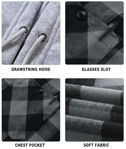 5 Pack Hooded Flannel Shirts for Men Casual Long Sleeve Plaid Hoodie3