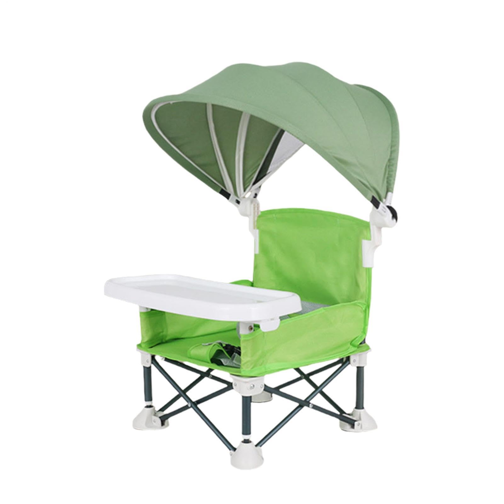 Folding Travel Booster Seat with Removable Tray Sun Canopy 38x31x37cm - Foldable Travel Highchair - Portable Babys Highchair - Babys Folding Dining Chair for Outdoor Home Lawn Beach