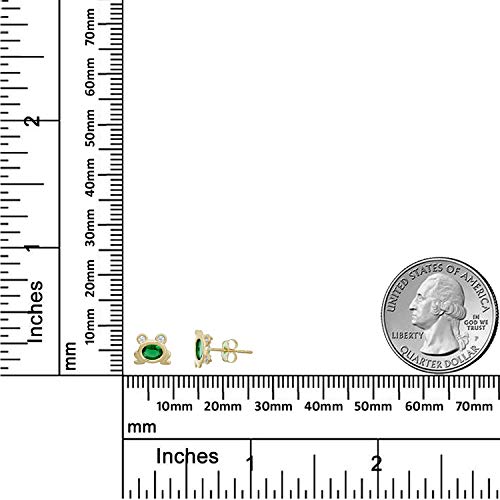 AVORA 10K Yellow Gold Simulated Emerald CZ Frog Post Earrings3