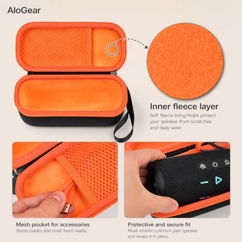 Image of Travel Carry Case for New JBL Flip 7, 6, 5, 4, 3 Portable Speaker, Shockproof, Dustproof, Protective Cover Storage Bag (EVA Box Orange)