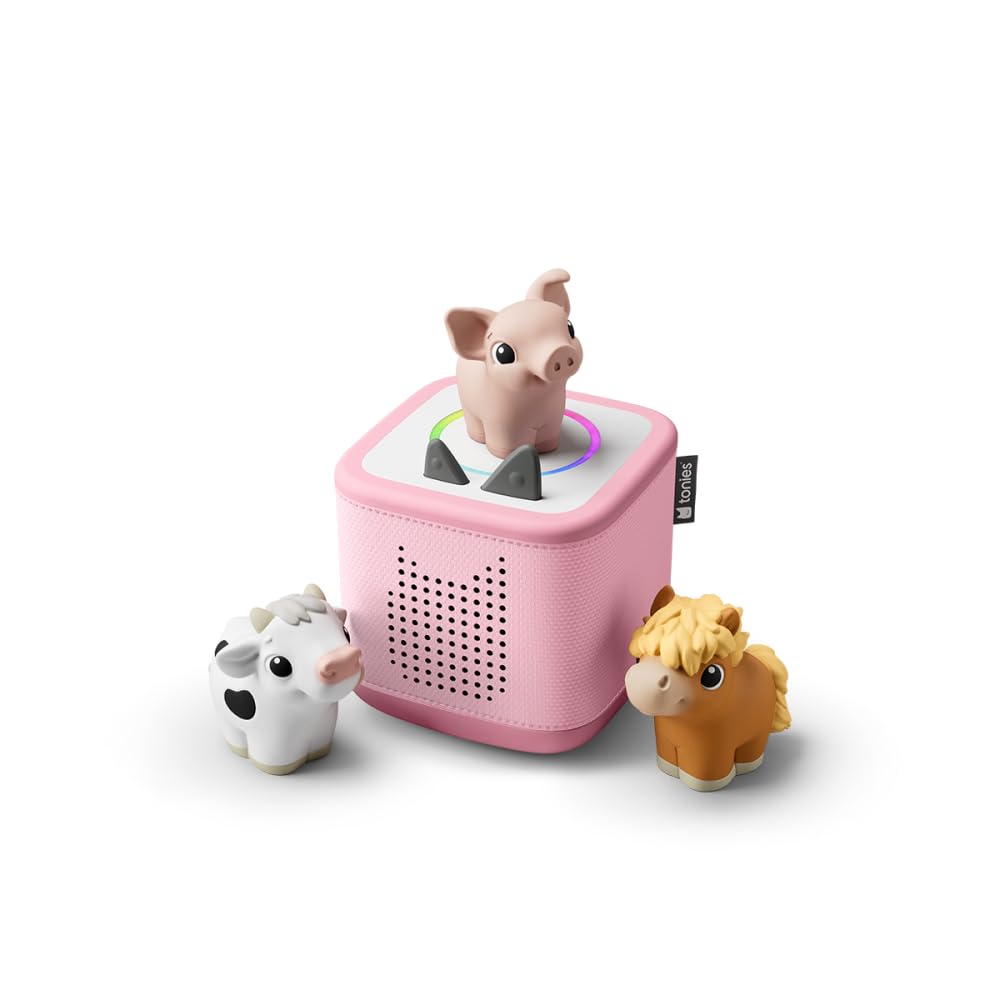tonies® Toniebox 2 Starter Set - Pink, My First Farm Hearing Figure, Interactive Audio Player for Children, Includes Night Light & Alarm Clock, from 1 Year
