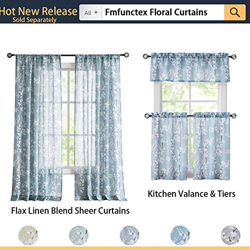Fmfunctex Blue-White Kitchen Curtains for Bathroom Floral Small Canvas Tier Curtains for Bathroom Basement Windows 24