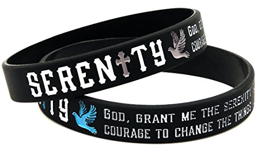 Ezekiel Gift Co. (12-Pack) Serenity Prayer Silicone Wristbands - Wholesale Bulk Pack of 1 Dozen Bracelets - Thumbnail 3