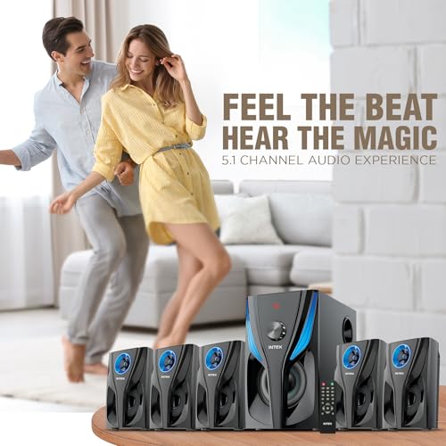 Image of Intex ROAR-800 Auxiliary, Bluetooth Deep Bass Home Theater with Subwoofer 5.1 Channel with 80W Premium Signature Sound, Multiple Connectivity Modes, Master Remote and Sleek Finish (Black)