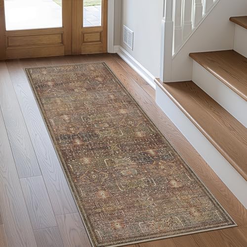 GENIMO 2x10 Non Slip Hallway Runner Rug, Machine Washable, Thin & Low Pile Lightweight for Kitchen, Laundry, Entryway, Bedroom & Living Room