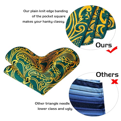 Image of 5PCS Tie and Pocket Square for Men, Silk Necktie and Handkerchief Cufflinks with Gold Ring and Lapel Pin Set