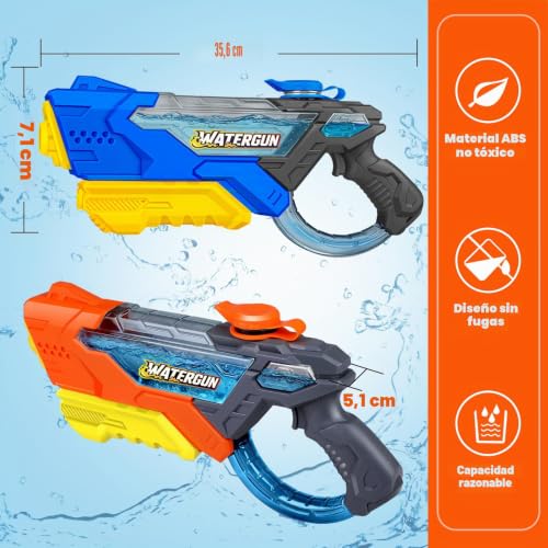 Miniatura 2 de Pistola De Agua Doviden Para Niños Alcance De 10 M, Pistolas De Agua De 600 Ml Con Bomba, Súper Pistola De Agua Para Adultos, Juguete De Agua Para Piscina Al Aire Libre, Playa Y Jardín Para Niños