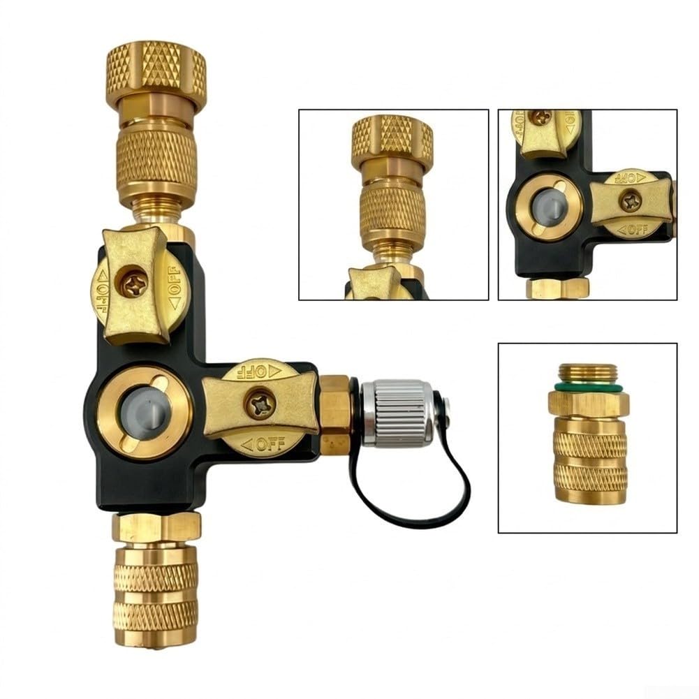Válvula 3 Vías Cobre HVAC R410A para vacío para prueba Válvula(multi)