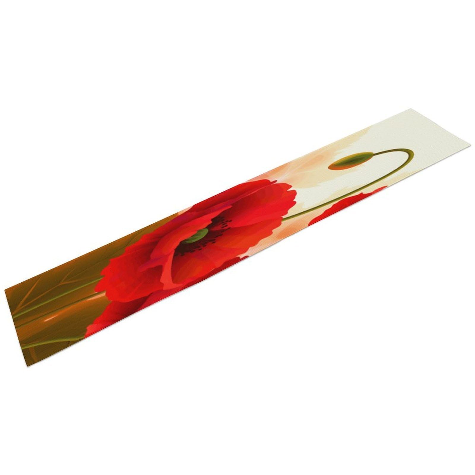 Poppy Flowers Vivid Petals Table Runner 13" X 72" Exquisite Linen Table Runner Wrinkle Resistant Farmhouse Rustic Table Runners Seasonal Table Decoration for Kitchen Dining Home Party