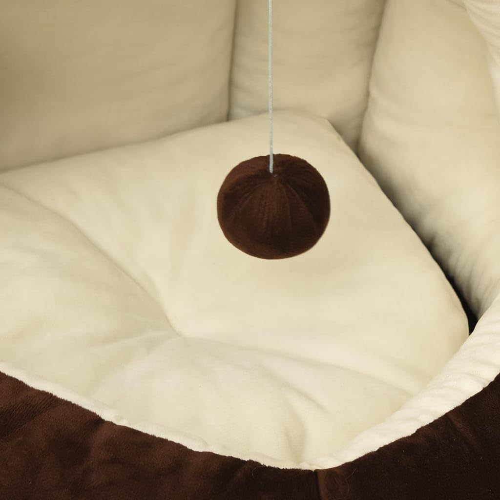 Katzenhöhle 50x50x45 cm - Kuscheliges Katzenbett mit Rutschfester Unterseite, Weichem Fleece und Spielball für Hunde und Katzen