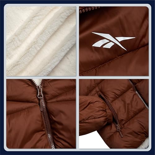 Image of Reebok Girls Winter Coat - Heavyweight Quilted Sherpa Lined Parka Puffer Jacket - Warm Winter Jackets for Girls