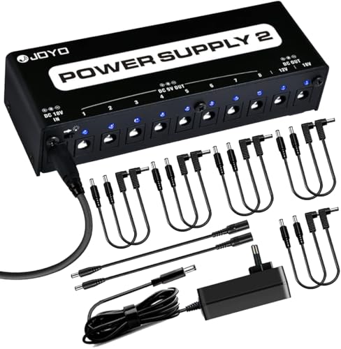 JOYO Alimentation pour Pédalier - Adaptateur Secteur 10 Sorties Isolées (9V/12V/18V, 100mA/500mA) & 18V DC pour Pédales (JP-02)