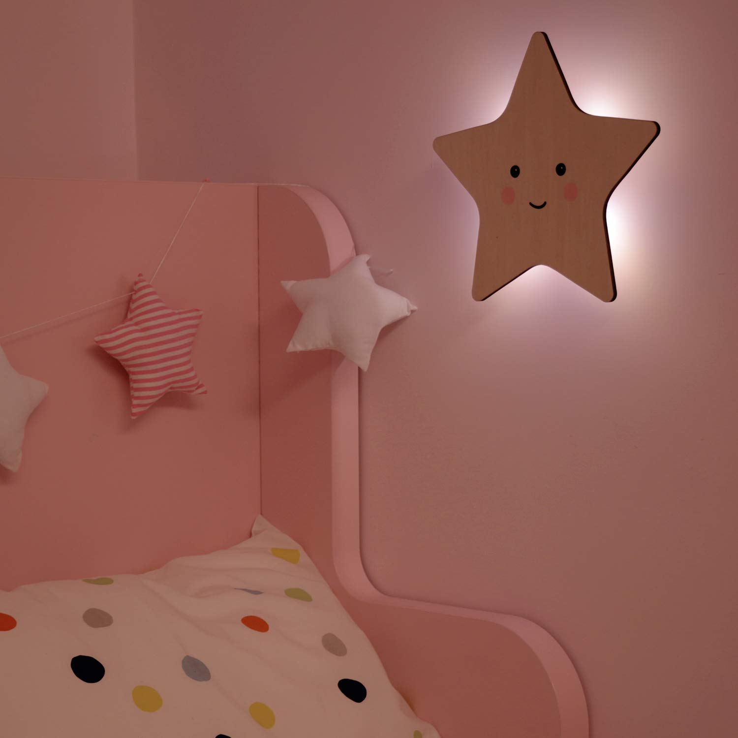 reer lumilu Silhouette Light Star 52177 Applique murale en forme d'étoile - Cadeau de baptême - Cadeau d'anniversaire pour garçons et filles - Marron