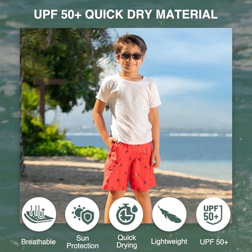 Image of Kanu Surf Boys' Victor Stripe Quick Dry Beach Board Shorts Swim Trunk