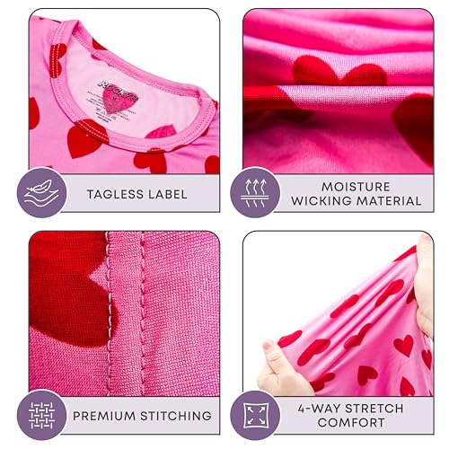 Rocky Thermal Underwear Kids Girls Thermal Underwear Set Toddler Long Johns kid Thermals Kid Base Layer kids thermals top bottom set Winter Clothes Shirt Pants Ski/Extreme Cold (Heart, XS, Heavy)3