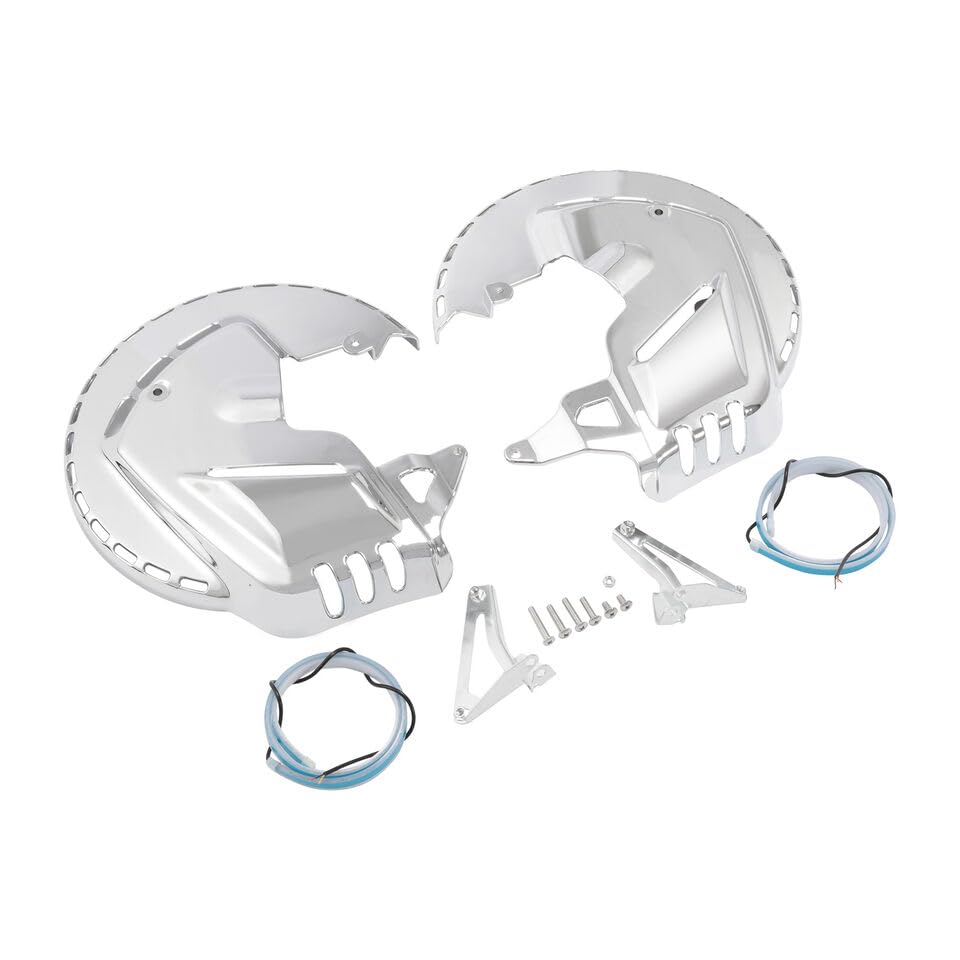Green-L Ring of Fire LED Light Brake Disc Rotors Cover Fit for Honda Goldwing GL1800 2001-2017 Motorcycle (Chrome Cover, White&Yellow Light)
