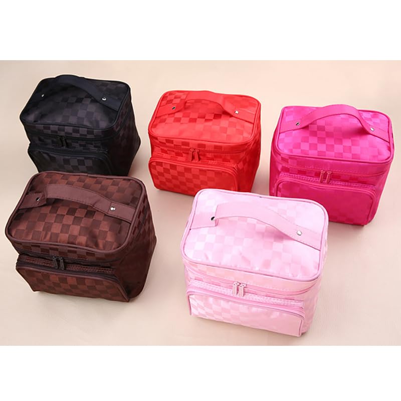 Borsa da Toilette a griglia, Grande Borsa cosmetica da Donna a Righe, Impermeabile, Kit da Toilette Professionale, Organizer da Viaggio, Scatola per Il Trucco