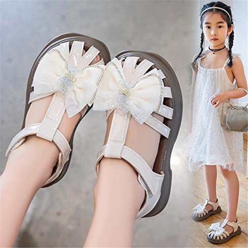 Girl's Leather Closed Toe Sandals Shiny Bow Flat Shoes Toddler Baby Girls Summer Mary Jane Shoes Outdoor Sport Sandals2