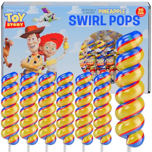 Toy Story Lollipops Swirl 20pk- Toy Story Candy - Toy Story Party Favors & Toy Story Birthday Decorations - Toy Story Candy Boxes - Toy Story Party Supplies & Toy Story Cupcake Toppers