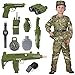 vamei 13pcs Déguisement Militaire Garçon Costume Militaire Enfant Costume Armée Garçons Costume Soldat Enfant avec Talkie-Walkie Mitraillette Chapeau Camouflage pour Enfants Garçons Filles 8-9 Ans