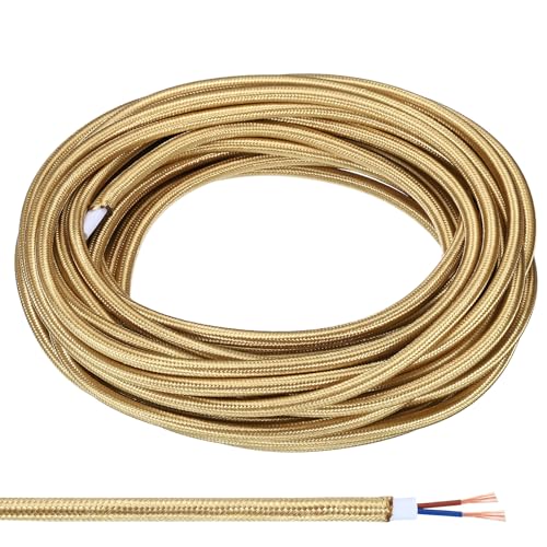 Cordon électrique vintage doré 18AWG gaine textile câble suspension DIY