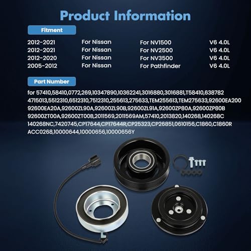Image of ECCPP AC Clutch 2012-2021 Fit for Nissan NV1500 NV2500 4.0L