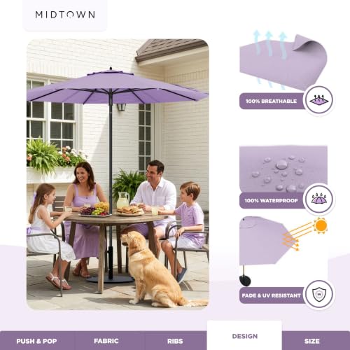 Image of Midtown Umbrellas Push and Pop - 8 Ft Patio Umbrella, Midtown Purple Canopy