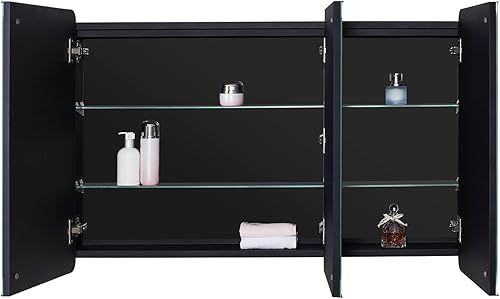 Miniatura 10 de Botiquín iluminado para baño con puerta de espejo con marco de esquina redonda de 15 x 25 pulgadas, apertura a la derecha, empotrado o montaje en