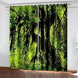 Gualiy - Juego de 2 cortinas opacas térmicas de 96 pulgadas de largo, cortinas de oscurecimiento de habitación, sala de estar, selva, paisaje, recámara, cortinas de ventana con ojales, 52 pulgadas de