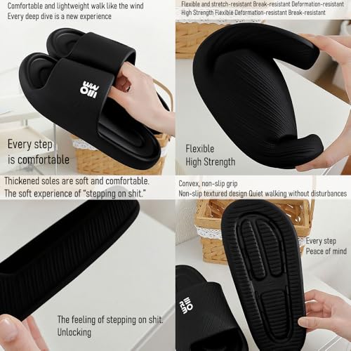 Bathroom Slippers for Men Women,Shower Shoes Thickened,Slippers Indoor Home Beach Non Slip Anti-Slip Quick Drying Pool Slides,Black3