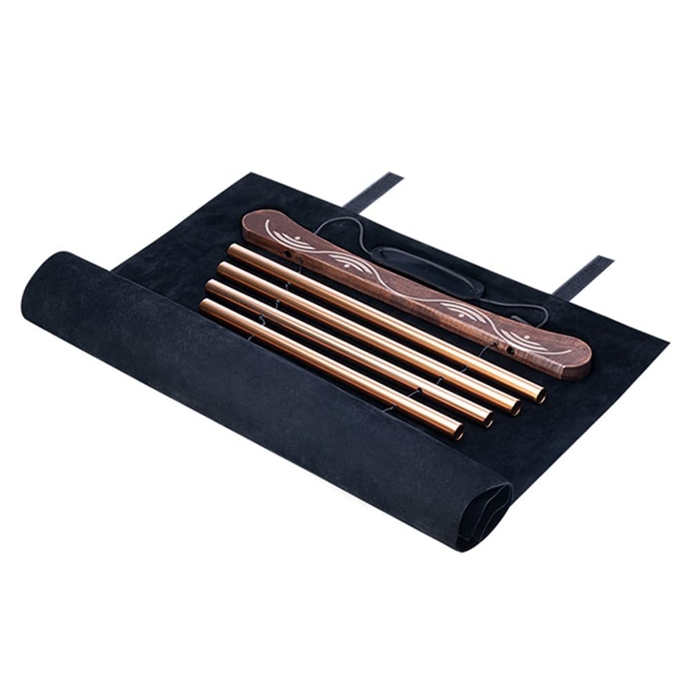 Ręcznie korbowana belka, indyjski instrument ludowy, belka z drewna jesionowego, czarna rura aluminiowa, ręczny kij z 10 belkami, przyrząd do terapii dźwiękiem do medytacji jogi, kuranty do medytacji