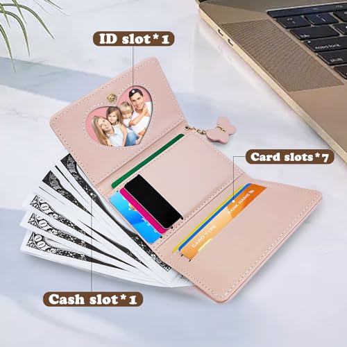 Card Holder Wallet, PU Leather Credit Card Wallet for Women and Girls, Multi Card Slots Womens Wallet Cute Wallet with Butterfly Pendant for Travel, Shopping, Dating (yellow)4