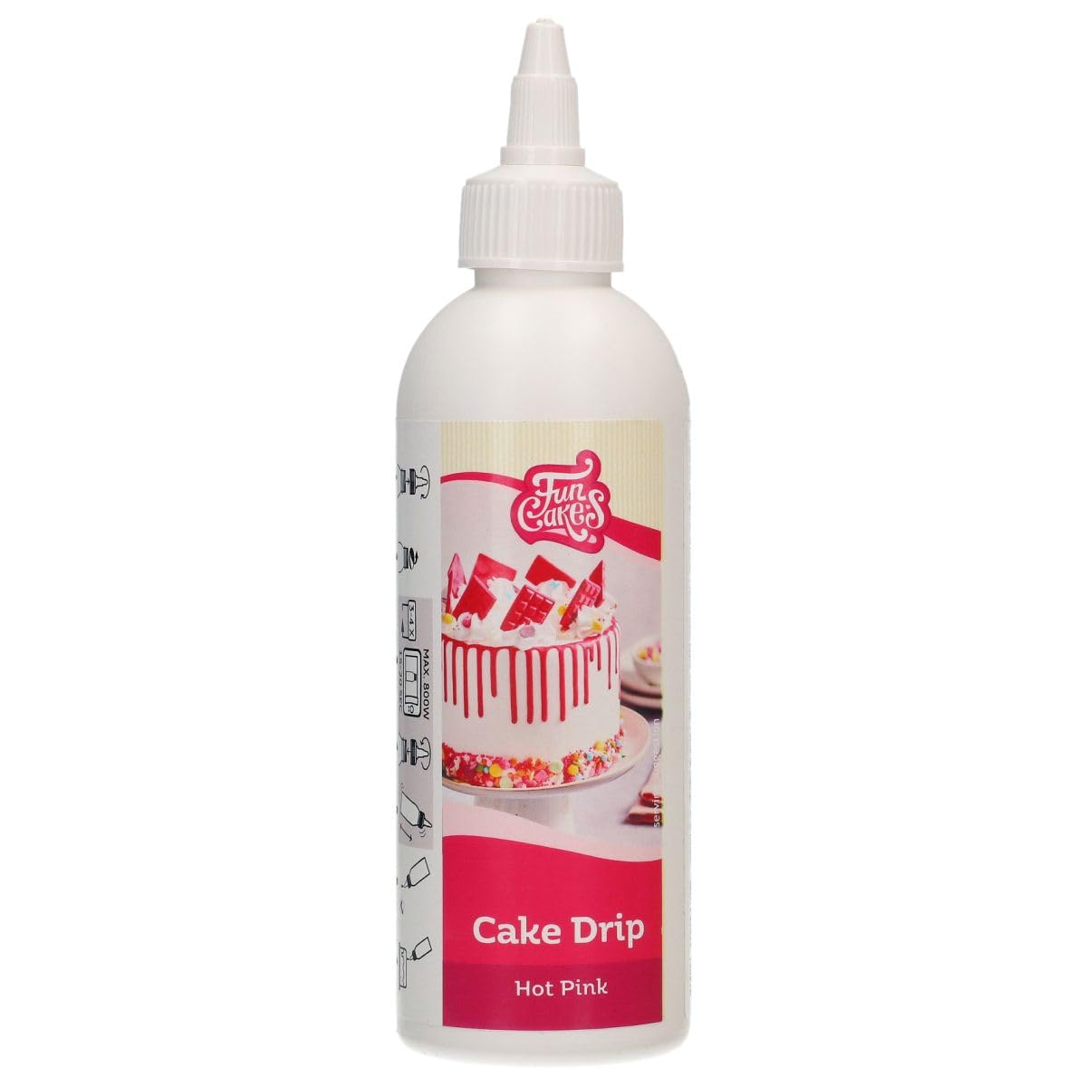 FunCakes Cake Drip Hot Pink (Dunkelrosa): Köstlicher Geschmack, Einfach zu Verwenden, Perfekt für Tropfkuchen, Drip Geschmack nach Süßer Vanillegeschmack. Wiederverschließbare Packung 180 g.