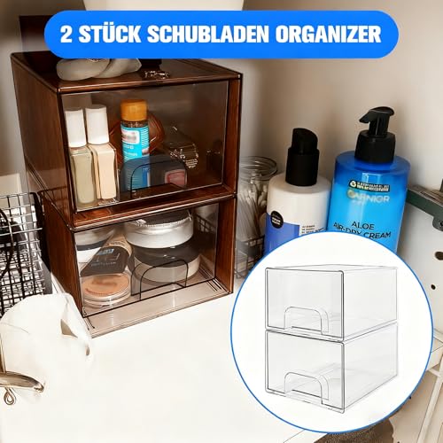 MASION 2 Stück Schubladen Organizer, Schminktisch Organizer, Badezimmer Organizer üBerlappbare Kosmetik Zimmerreinigung Lagerung GepäCkstüCke Box