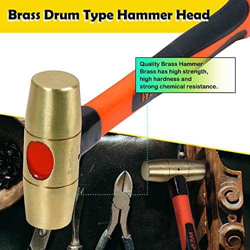 WEDO Club Hammer, Sledgehammer, Brass Hammer with Fiberglass Handler, Non-Magnetic, Die-Forged, Corrosion Resistant - Image 3